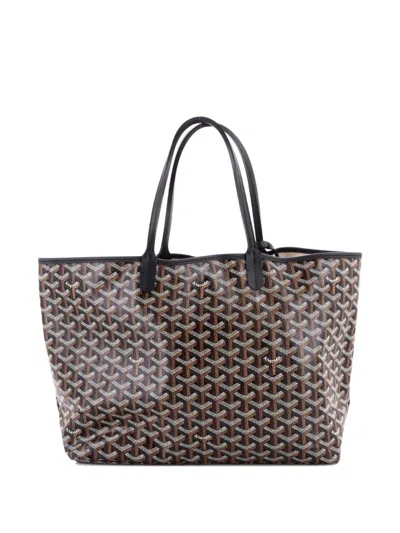 Pre-owned Goyard Saint Louis Coated Canvas Pm Tote Bag In Black
