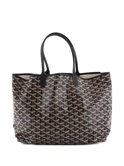 Pre-owned Goyard Saint Louis Coated Canvas Pm Tote Bag In Black