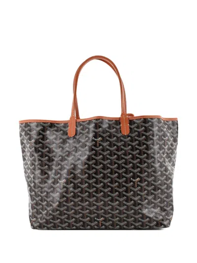 Pre-owned Goyard Saint Louis Coated Canvas Pm Tote Bag In Black
