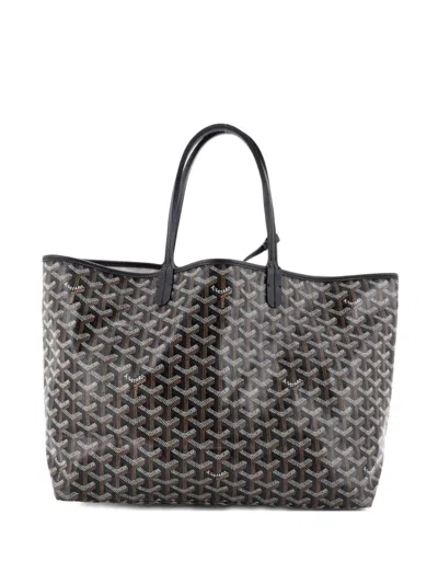 Pre-owned Goyard Saint Louis Coated Canvas Pm Tote Bag In Black