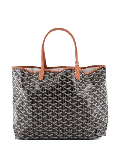 Pre-owned Goyard Saint Louis Coated Canvas Pm Tote Bag In Black