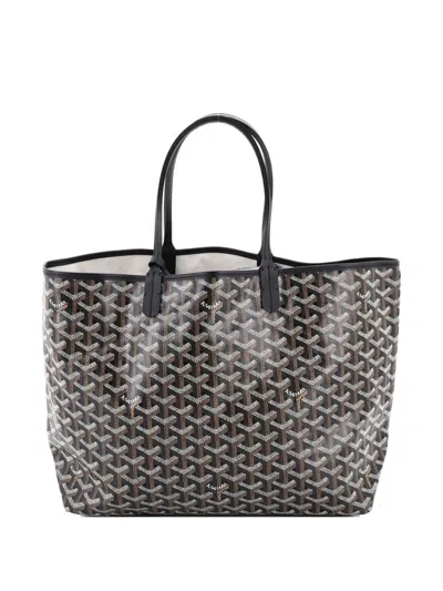 Pre-owned Goyard Saint Louis Coated Canvas Pm Tote Bag In Black