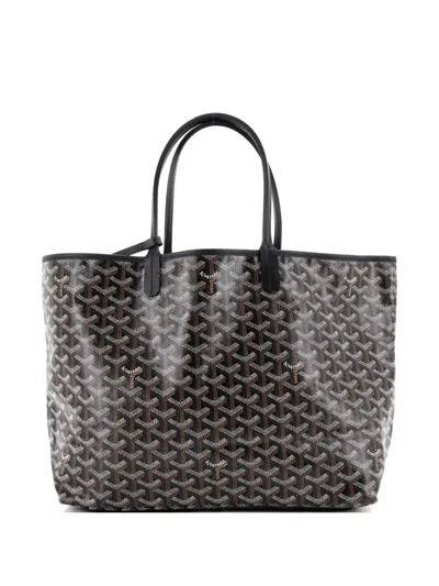 Pre-owned Goyard Saint Louis Coated Canvas Pm Tote Bag In Black