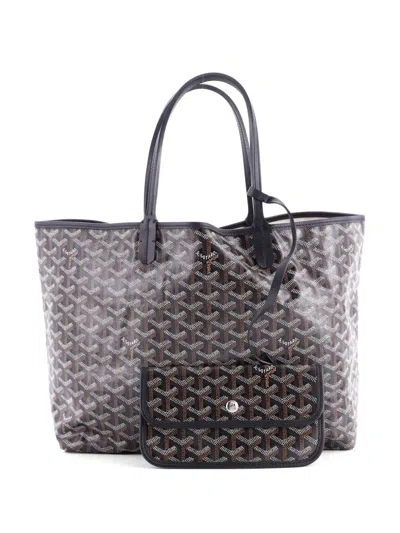 Pre-owned Goyard Saint Louis Coated Canvas Pm Tote Bag In Black