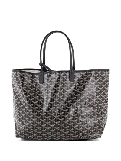 Pre-owned Goyard Saint Louis Coated Canvas Pm Tote Bag In Black