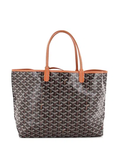 Pre-owned Goyard Saint Louis Coated Canvas Pm Tote Bag In Black