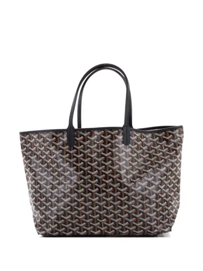 Pre-owned Goyard Saint Louis Coated Canvas Pm Tote Bag In Black