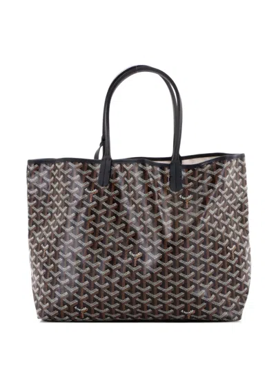 Pre-owned Goyard Saint Louis Coated Canvas Pm Tote Bag In Black