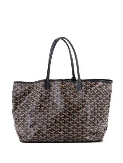 Pre-owned Goyard Saint Louis Coated Canvas Pm Tote Bag In Black