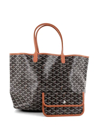 Pre-owned Goyard Saint Louis Coated Canvas Pm Tote Bag In Black