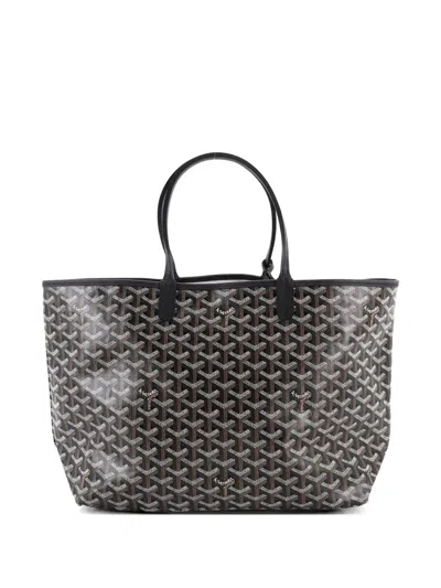 Pre-owned Goyard Saint Louis Coated Canvas Pm Tote Bag In Black