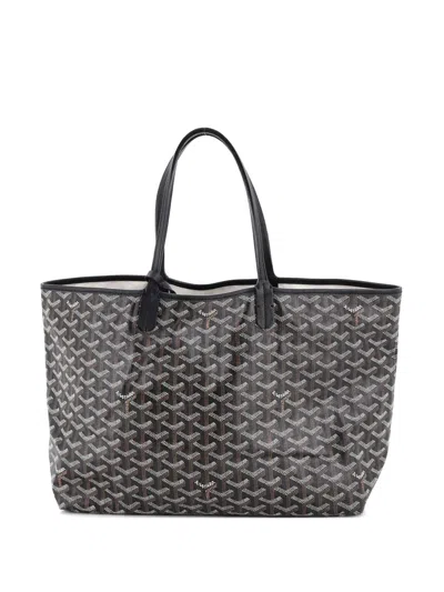 Pre-owned Goyard Saint Louis Coated Canvas Pm Tote Bag In Black