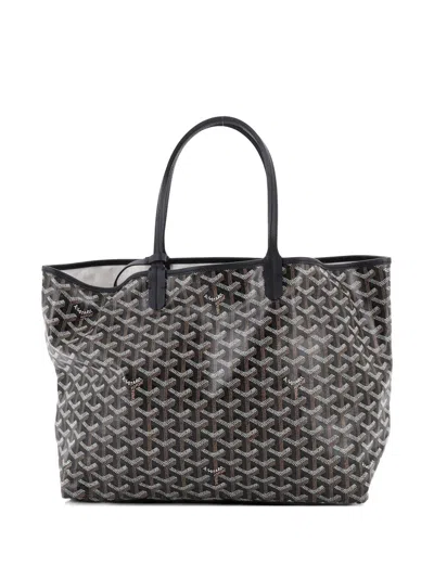 Pre-owned Goyard Saint Louis Coated Canvas Pm Tote Bag In Black