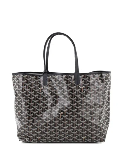 Pre-owned Goyard Saint Louis Coated Canvas Pm Tote Bag In Black