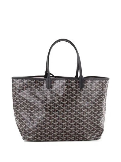 Pre-owned Goyard Saint Louis Coated Canvas Pm Tote Bag In Black