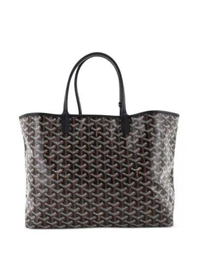 Pre-owned Goyard Saint Louis Coated Canvas Pm Tote Bag In Black