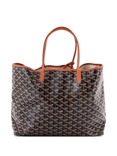 Pre-owned Goyard Saint Louis Coated Canvas Pm Tote Bag In Black