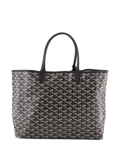 Pre-owned Goyard Saint Louis Coated Canvas Pm Tote Bag In Black