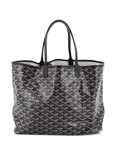 Pre-owned Goyard Saint Louis Coated Canvas Pm Tote Bag In Black