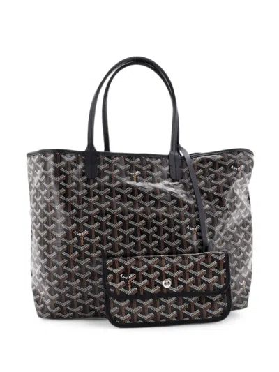 Pre-owned Goyard Saint Louis Coated Canvas Pm Tote Bag In Black