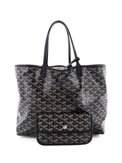 Pre-owned Goyard Saint Louis Coated Canvas Pm Tote Bag In Black