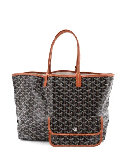 Pre-owned Goyard Saint Louis Coated Canvas Pm Tote Bag In Brown