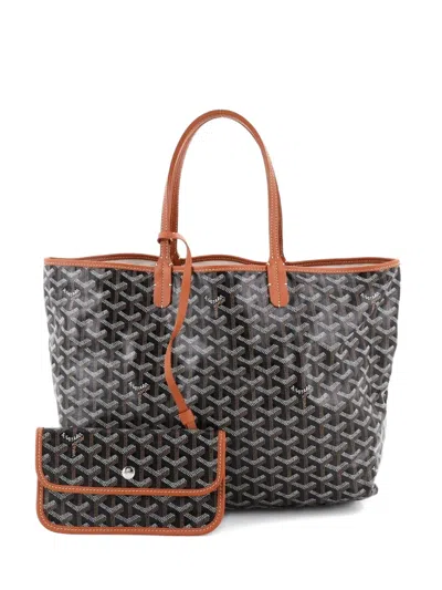 Pre-owned Goyard Saint Louis Coated Canvas Pm Tote Bag In Brown