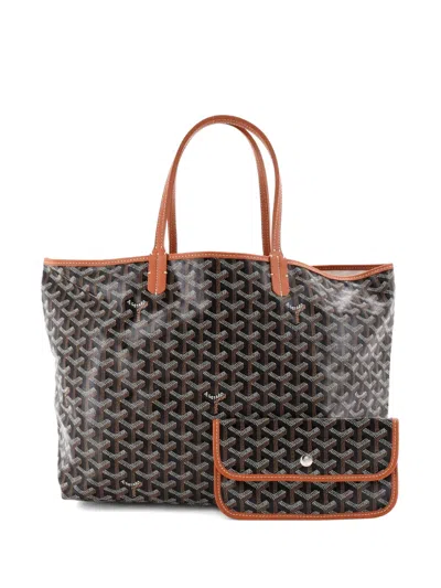 Pre-owned Goyard Saint Louis Coated Canvas Pm Tote Bag In Brown