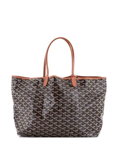 Pre-owned Goyard Saint Louis Coated Canvas Pm Tote Bag In Brown