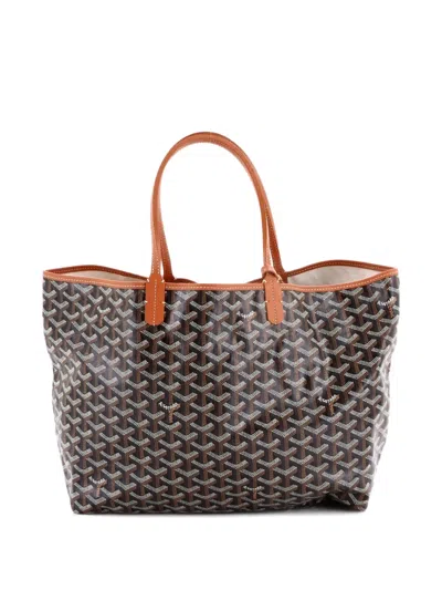 Pre-owned Goyard Saint Louis Coated Canvas Pm Tote Bag In Brown