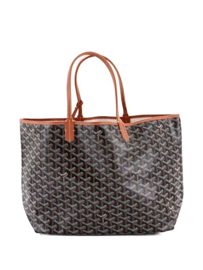 Pre-owned Goyard Saint Louis Coated Canvas Pm Tote Bag In Brown