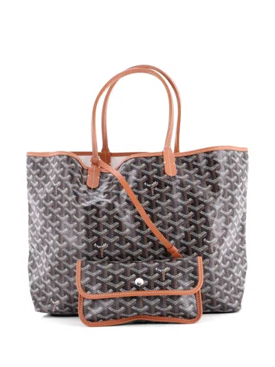 Pre-owned Goyard Saint Louis Coated Canvas Pm Tote Bag In Brown