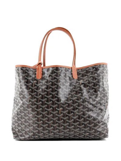 Pre-owned Goyard Saint Louis Coated Canvas Pm Tote Bag In Brown