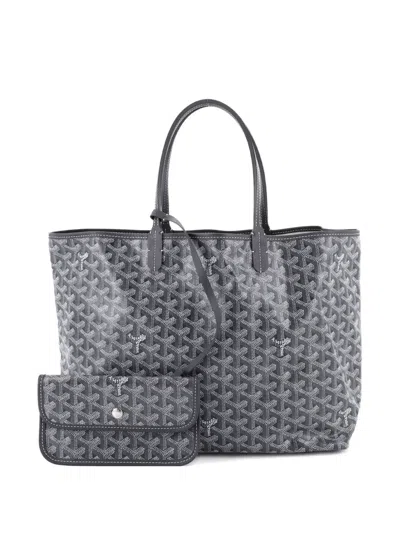 Pre-owned Goyard Saint Louis Coated Canvas Pm Tote Bag In Gray