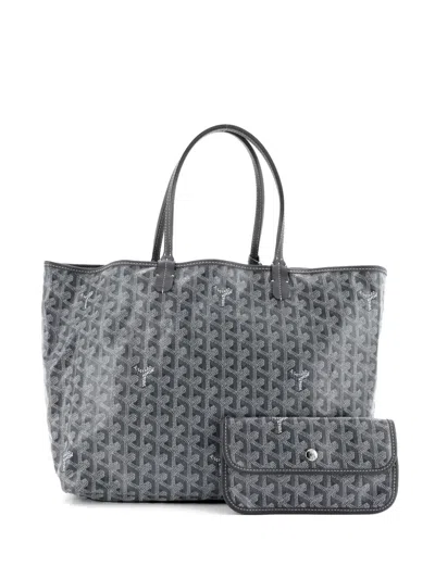 Pre-owned Goyard Saint Louis Coated Canvas Pm Tote Bag In Gray