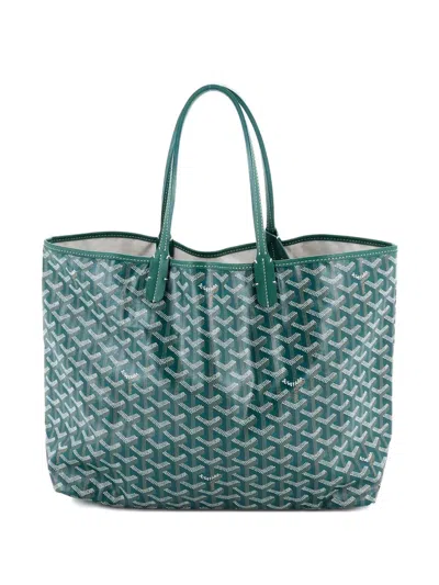 Pre-owned Goyard Saint Louis Coated Canvas Pm Tote Bag In Green