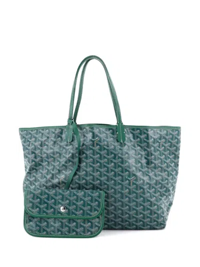 Pre-owned Goyard Saint Louis Coated Canvas Pm Tote Bag In Green