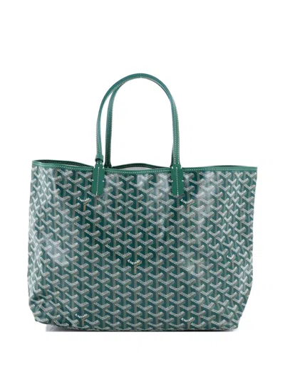 Pre-owned Goyard Saint Louis Coated Canvas Pm Tote Bag In Green
