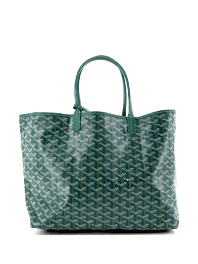 Pre-owned Goyard Saint Louis Coated Canvas Pm Tote Bag In Green