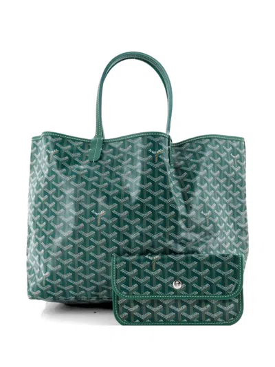 Pre-owned Goyard Saint Louis Coated Canvas Pm Tote Bag In Green