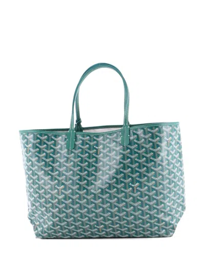 Pre-owned Goyard Saint Louis Coated Canvas Pm Tote Bag In Green