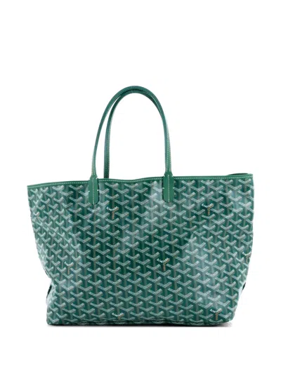 Pre-owned Goyard Saint Louis Coated Canvas Pm Tote Bag In Green