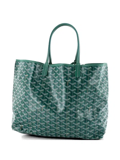 Pre-owned Goyard Saint Louis Coated Canvas Pm Tote Bag In Green