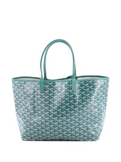 Pre-owned Goyard Saint Louis Coated Canvas Pm Tote Bag In Green