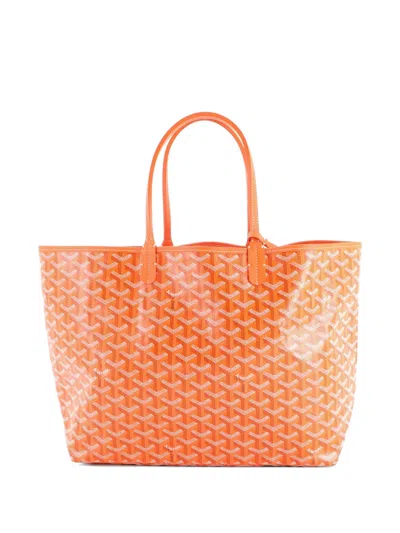 Pre-owned Goyard Saint Louis Coated Canvas Pm Tote Bag In Orange