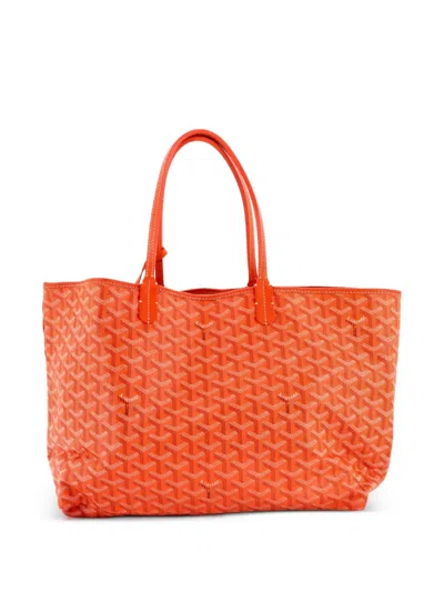 Pre-owned Goyard Saint Louis Coated Canvas Pm Tote Bag In Orange