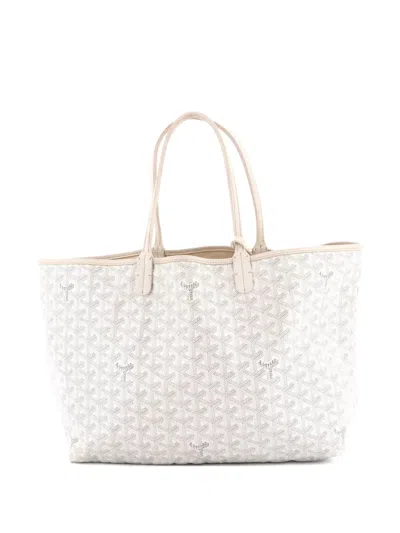 Pre-owned Goyard Saint Louis Coated Canvas Pm Tote Bag In White
