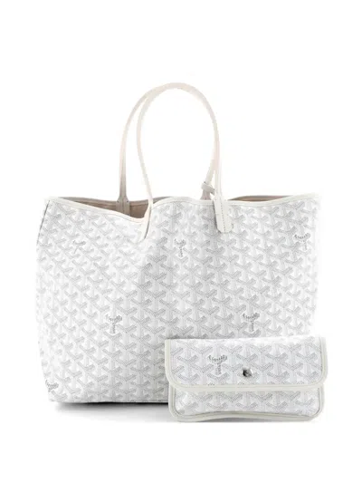 Pre-owned Goyard Saint Louis Coated Canvas Pm Tote Bag In White