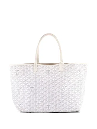 Pre-owned Goyard Saint Louis Coated Canvas Pm Tote Bag In White