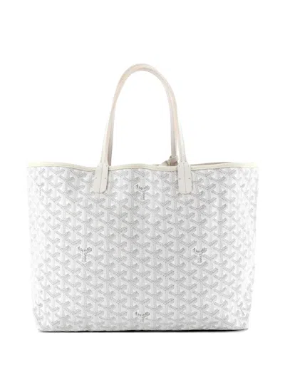 Pre-owned Goyard Saint Louis Coated Canvas Pm Tote Bag In White